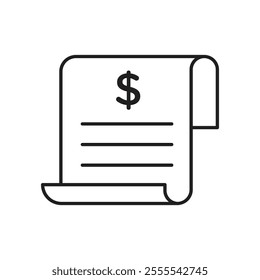 Receipt icon vector isolated on white background.