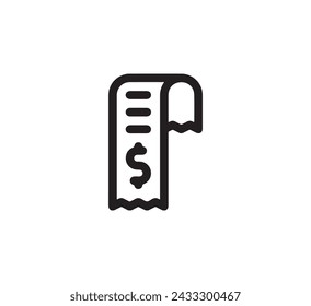 Receipt icon vector. Linear style sign for mobile concept and web design. Receipt symbol illustration. Pixel vector graphics - Vector.