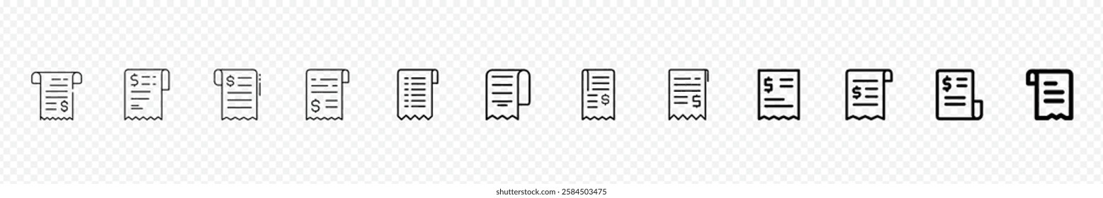 Receipt icon vector. Shopping receipt icon, Receipt Icon,  payment bill and other. Paper receipt