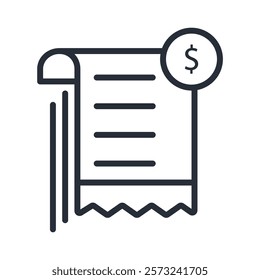 Receipt icon. vector.Editable stroke.linear style sign for use web design,logo.Symbol illustration.