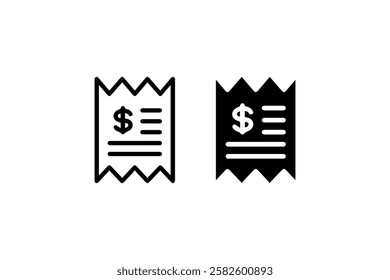 Receipt icons in black and white Vector