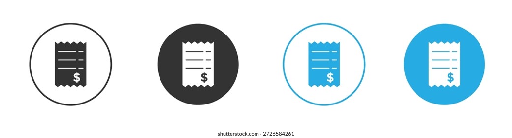Iconos del Comprobante, para el concepto móvil y el Diseño web. Ilustración vectorial. EPS10