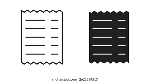 Receipt icons on white background for web