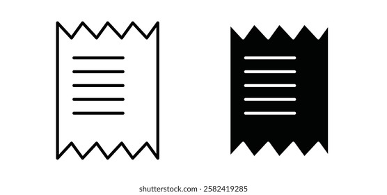 Receipt icons pack vectors in black flat and strokes