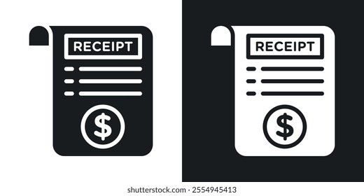 Receipt icons in solid black and white colors