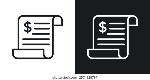 Receipt icons in thin black and white stroke liner style