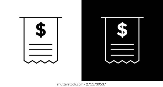 Receipt icons vector symbol with editable stroke lines for web designs