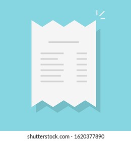 Receipt invoice or bill payment icon vector symbol flat cartoon, paper receipt pictogram isolated  