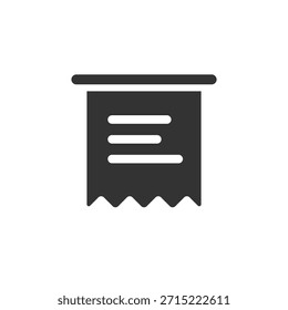 Icono de pago de factura de Factura de Comprobante Vector Ilustración gráfica mínima simple aislado, Completar compra de transacción blanco negro Documento de confirmación de pago con símbolo de signo de Precio total Sólido negrita