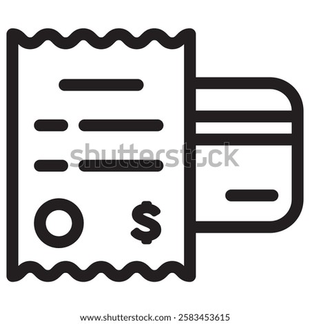 Receipt, invoice, debt, loan, utilities payment icon, tax, insurance, education payment icon, credit card payment . Outlined vector illustration.Transparent isolated background. Vector illustration