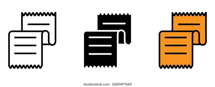 Recebimento, ícone NFF vetor. símbolo de despesas comerciais e do financial management. ilustração vetorial.