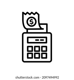 receipt, invoice machine simple line vector illustration