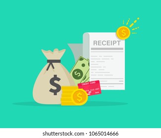 Receipt. Invoice Sign. Paying Bills. Design Receipt Icon With A Total Cost. Vector Illustration On Background