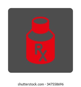 Receipt Jar vector icon. Style is flat rounded square silver button with red symbol, white background.