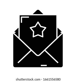 Receipt of the letter black icon, concept illustration, vector flat symbol, glyph sign.