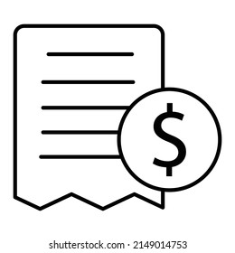 Receipt line art icon on the  white background