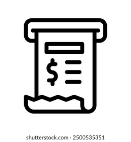 receipt line icon illustration vector graphic. Simple element illustration vector graphic, suitable for app, websites, and presentations isolated on white background
