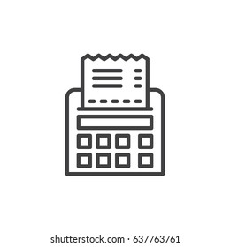 Receipt line icon, outline vector sign, linear style pictogram isolated on white. Symbol, logo illustration. Editable stroke. Pixel perfect