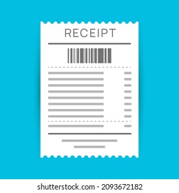 Receipt line icon vector note bill. Purchase total vector payment receipt