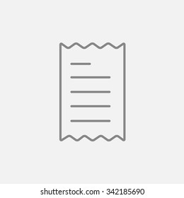 Receipt line icon for web, mobile and infographics. Vector dark grey icon isolated on light grey background.