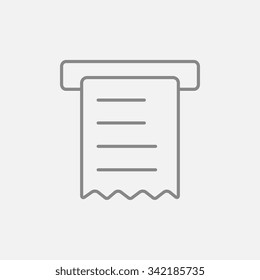 Receipt line icon for web, mobile and infographics. Vector dark grey icon isolated on light grey background.