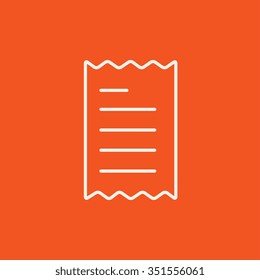 Icono de línea de recepción para web, móvil e infografía. Icono blanco vector aislado en fondo rojo.