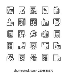 Receipt Line Icons Outline Symbols Vector Stock Vector (Royalty Free ...