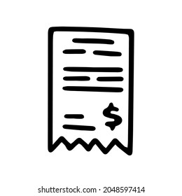 receipt line vector doodle simple icon design