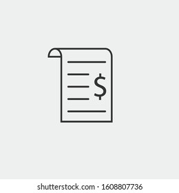 Receipt line vector icon with dollar sign business icon