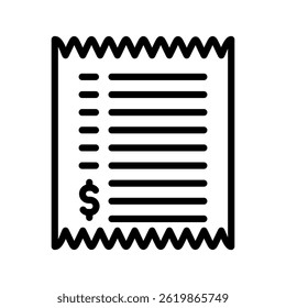 Receipt Line Vector Illustration Isolated On White Background.