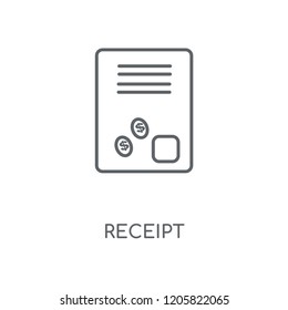 Receipt linear icon. Receipt concept stroke symbol design. Thin graphic elements vector illustration, outline pattern on a white background, eps 10.
