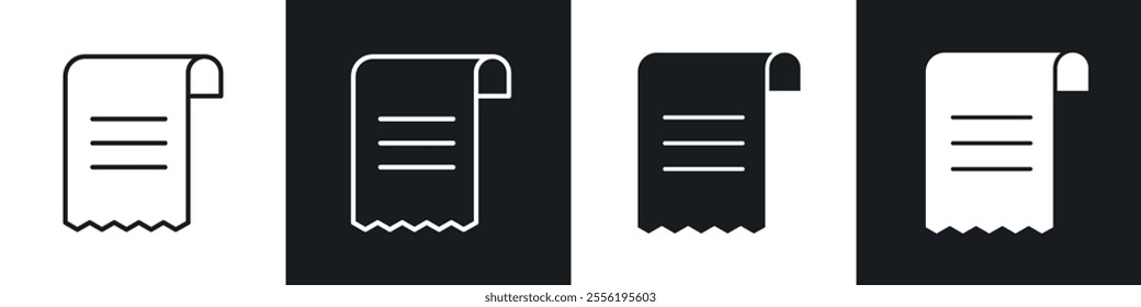 Receipt linear icon set for app, and web design.