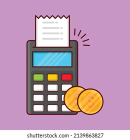 receipt machine Vector illustration on a transparent background.Premium quality symbols. vector line flat  icon for concept and graphic design.
