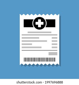 receipt for medical or health services, flat vector illustration