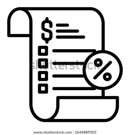 Receipt outline icon. Simple vector icon design in outline style. Editable vector format