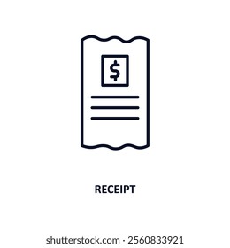 receipt outline icon.  Thin line icon from fast food collection. Editable vector isolated on white background