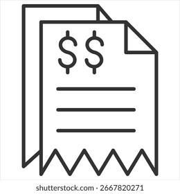 Receipt Outline Icon Vector Illustration