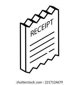 Receipt outline isometric icon is up for premium use 