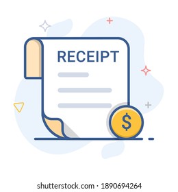 Receipt outline vector icon. Utility bill line illustration.