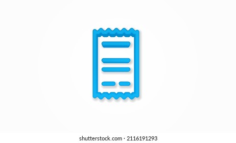 receipt, paper 3d realistic line icon. Vector top view illustration. color pictogram isolated on white background