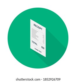 Receipt paper, bill check, invoice, cash receipt. Left view isometric icon. shop receipt or bill, atm check with tax/vat.