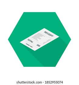 Empfangspapier, Scheck, Rechnung, Bareinweis. Icon mit der linken Ansicht isometrisch. Kaufbeleg oder Rechnung, Scheck mit Steuer/Mehrwertsteuer.