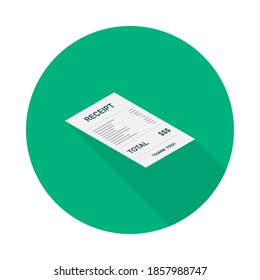 Receipt paper, bill check, invoice, cash receipt. Right view isometric icon. shop receipt or bill, atm check with tax/vat.