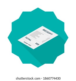 Receipt paper, bill check, invoice, cash receipt. Left view isometric icon. shop receipt or bill