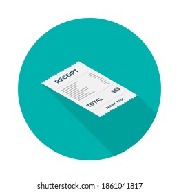Receipt paper, bill check, invoice, cash receipt. Right view isometric icon. shop receipt or bill