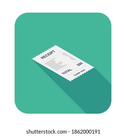 Receipt paper, bill check, invoice, cash receipt. Right view isometric icon. shop receipt or bill