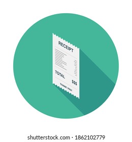 Receipt paper, bill check, invoice, cash receipt. Left view isometric icon. shop receipt or bill
