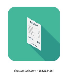 Receipt paper, bill check, invoice, cash receipt. Left view isometric icon. shop receipt or bill