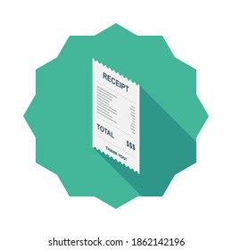 Receipt paper, bill check, invoice, cash receipt. Left view isometric icon. shop receipt or bill
