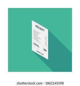 Receipt paper, bill check, invoice, cash receipt. Left view isometric icon. shop receipt or bill